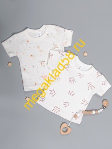 Футболка  КФ-0200/07 молочный р.р 62-86 (10 шт/уп) кнопка плечо